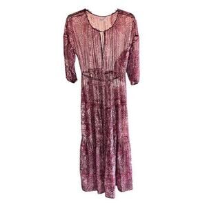 SPEECHLESS Cherry Red Floral Sheer see thru ultra maxi whimsy ballet dress sz L